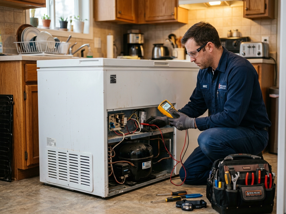 Freezer repair diagnostic check by local technician